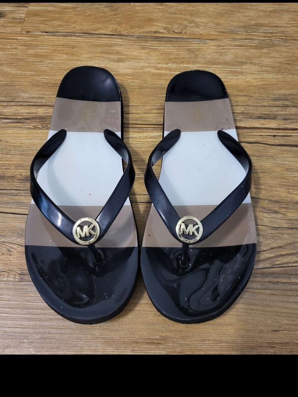 Michael Kors Black Sparkle Flip- Flops 7.5